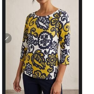 Boden Women's Floral Cotton 3/4 Sleeves Top  size 2 Us, 6 Uk